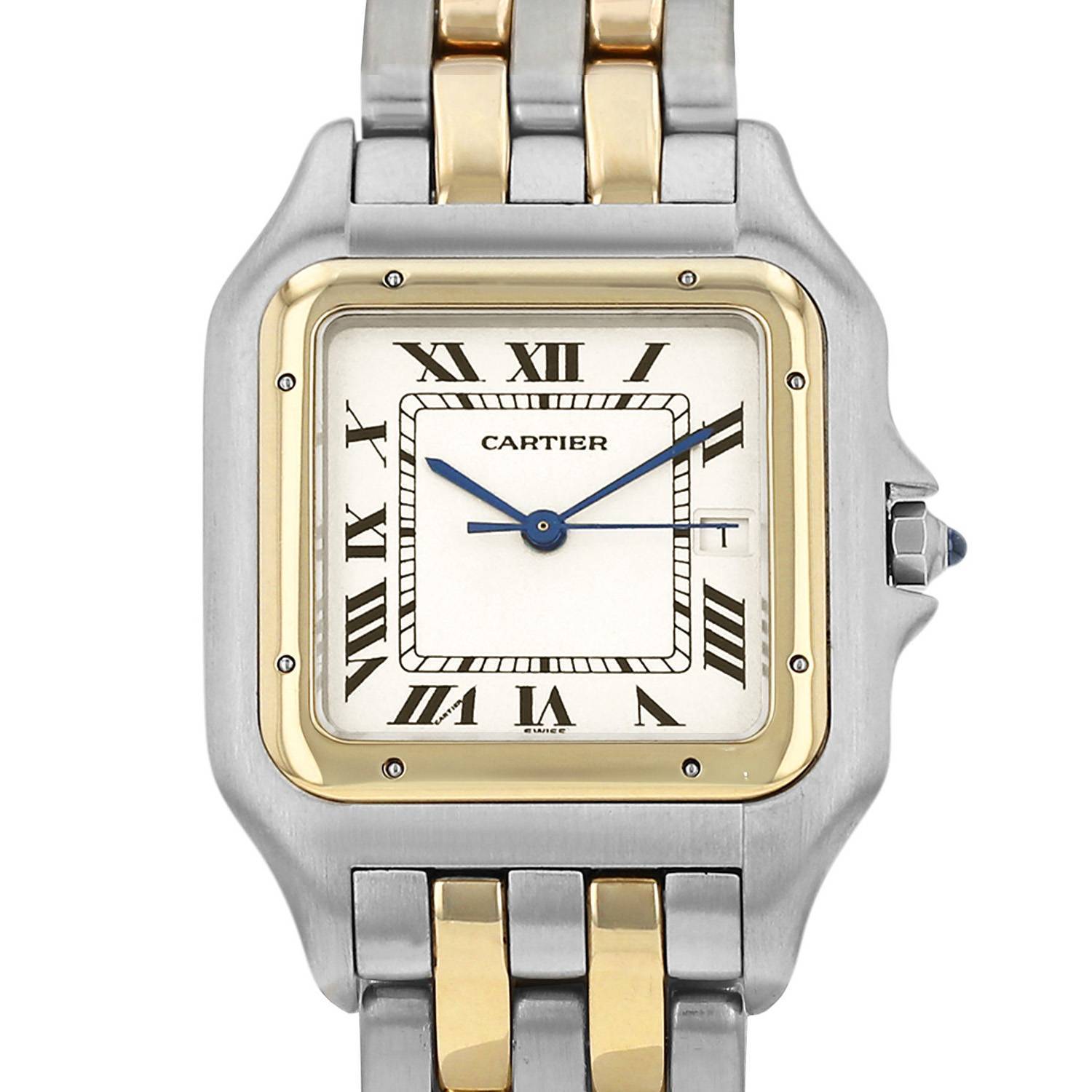 Montre Cartier Panthère grand modèle  en or et acier Ref: Cartier - 183957  Vers 1990