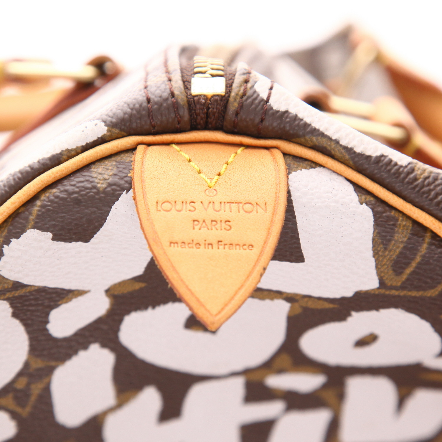 Sac à main Louis Vuitton x Stephen Sprouse Speedy 30 en toile monogram marron et cuir naturel - Detail D2