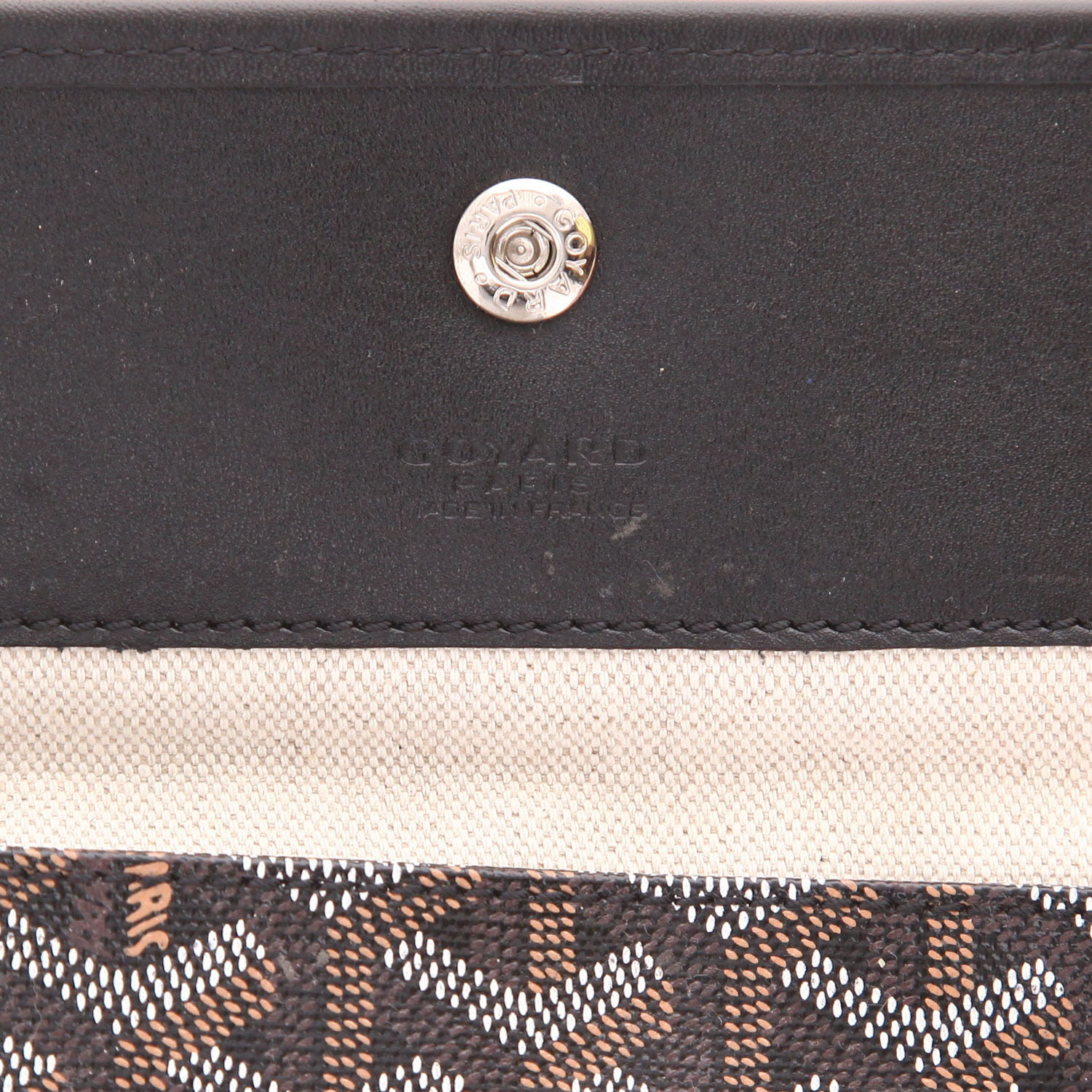 Shopping bag Goyard  Saint-Louis modello grande  in tela Goyardine nera e pelle nera - Detail D2