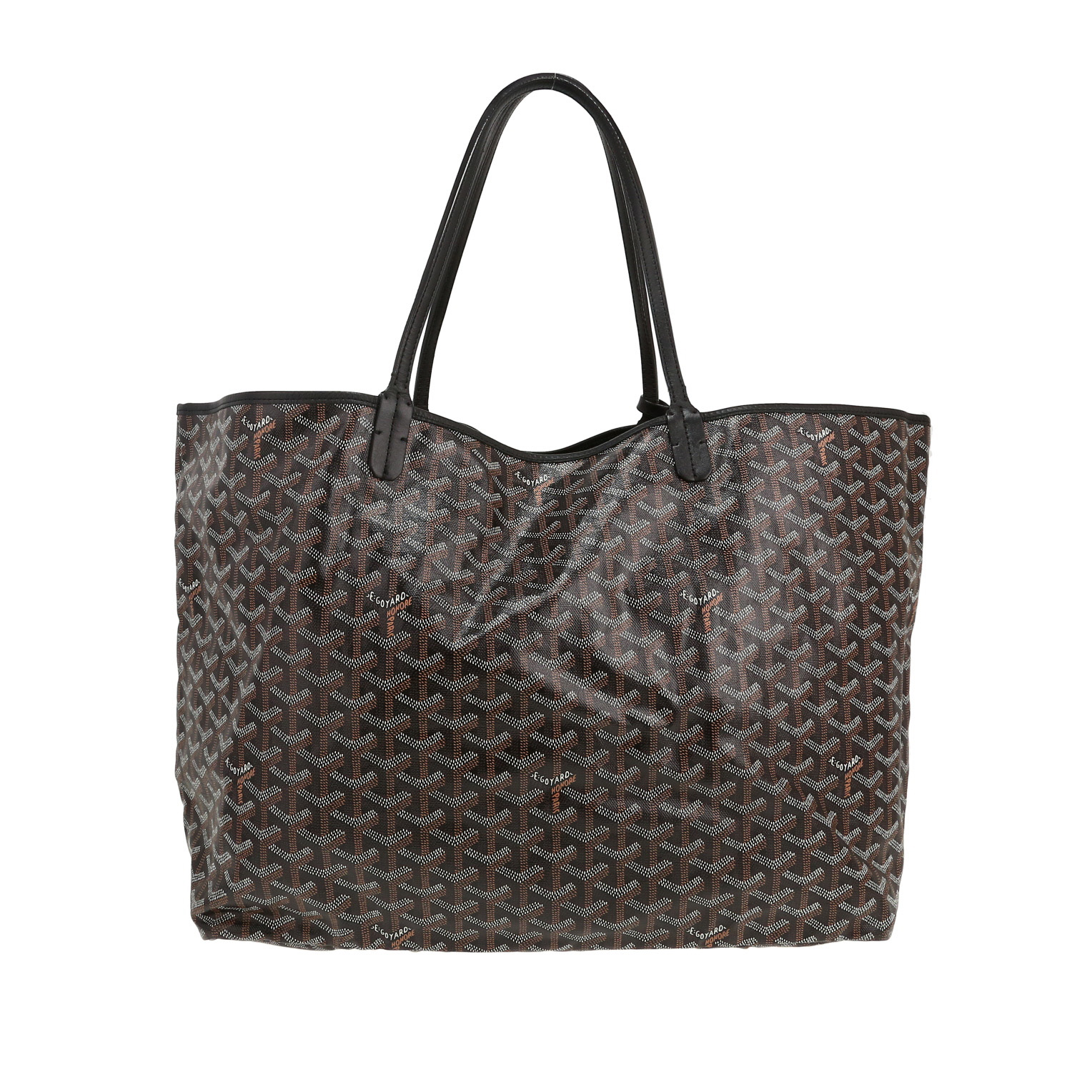 Bolso Cabás Goyard  Saint-Louis modelo grande  en tela Goyardine negra y cuero negro - Detail D4
