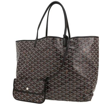 Bolso Cabás Goyard  Saint-Louis modelo grande  en tela Goyardine negra y cuero negro