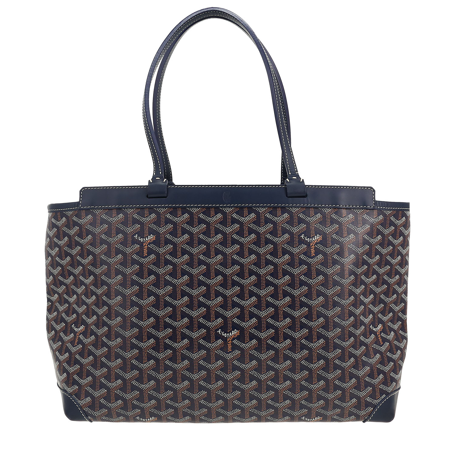 Goyard  Bellechasse shopping bag  in blue Goyard canvas  and blue leather - Detail D4