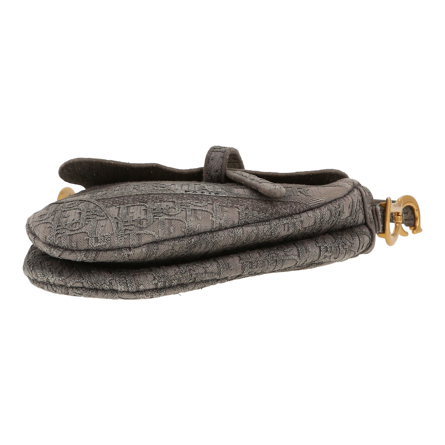 Sac à main Dior  Saddle moyen modèle  en toile monogram Oblique grise - Detail D1