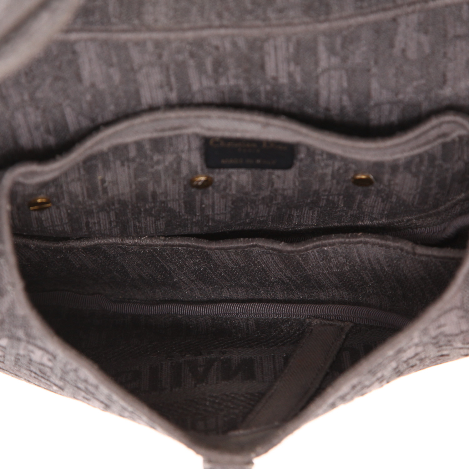 Sac à main Dior  Saddle moyen modèle  en toile monogram Oblique grise - Detail D3