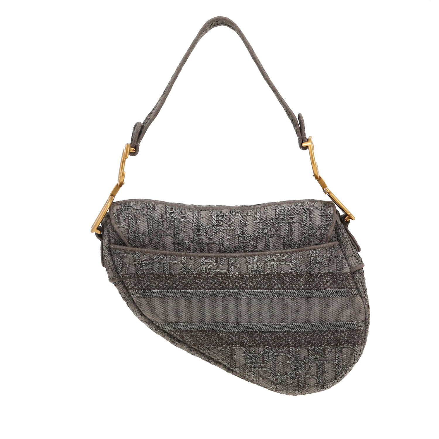 Bolso de mano Dior  Saddle modelo mediano  en lona Monogram Oblique gris - Detail D4