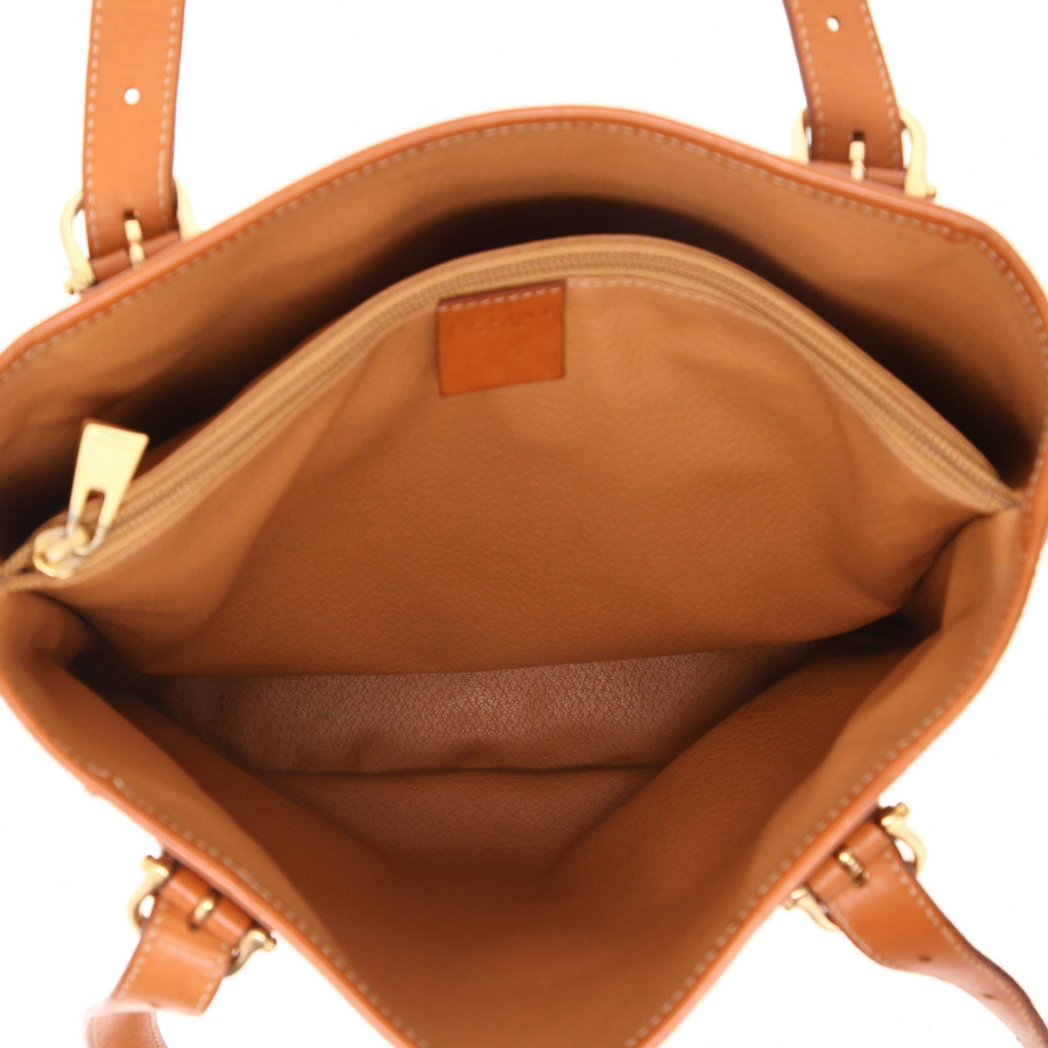 Celine   handbag  in brown "Triomphe" canvas  and brown leather - Detail D3