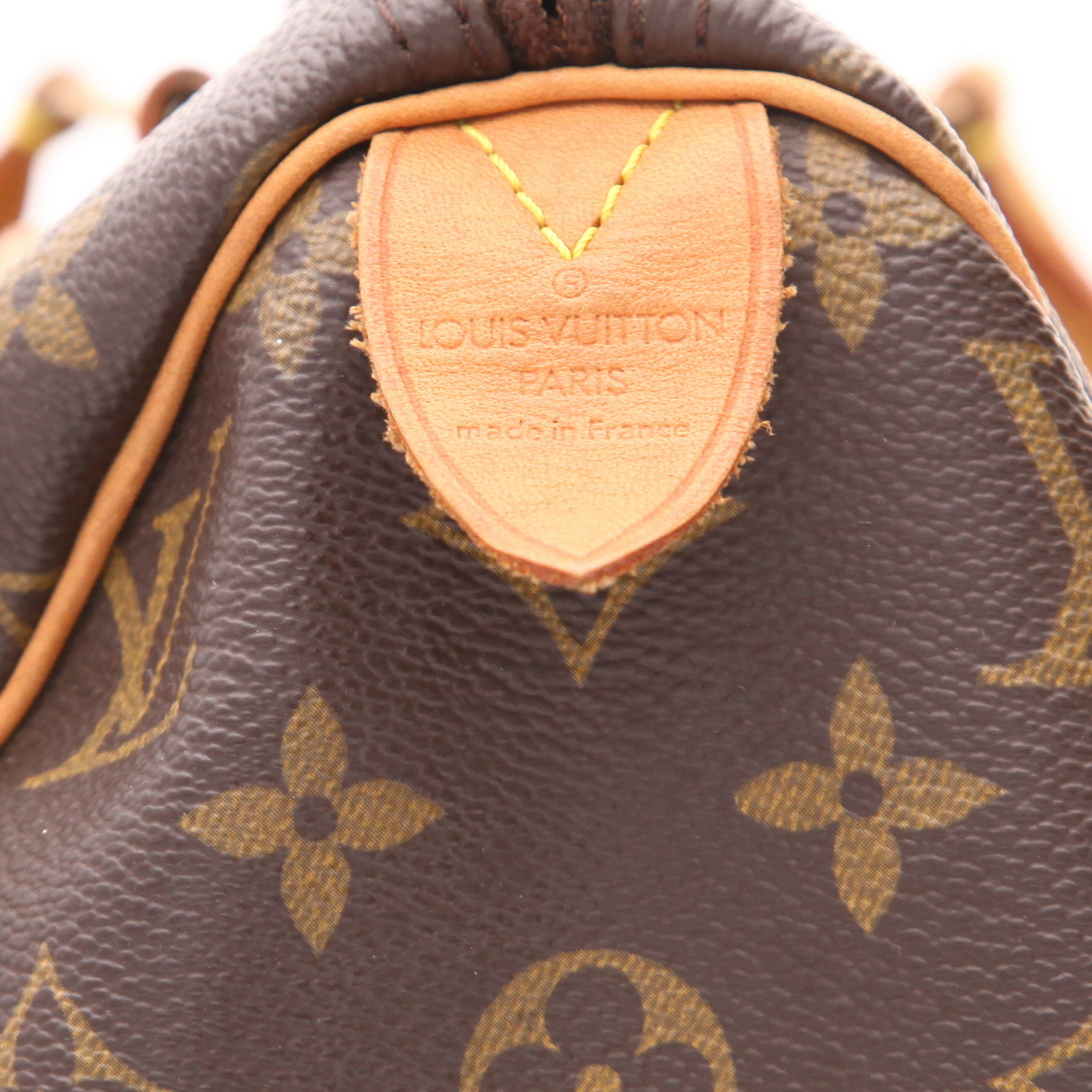 Sac à main Louis Vuitton  Speedy 30 en toile monogram marron et cuir naturel - Detail D2