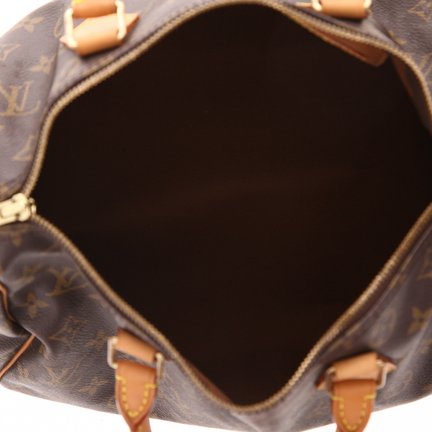 Louis Vuitton  Speedy 30 handbag  in brown monogram canvas  and natural leather - Detail D3