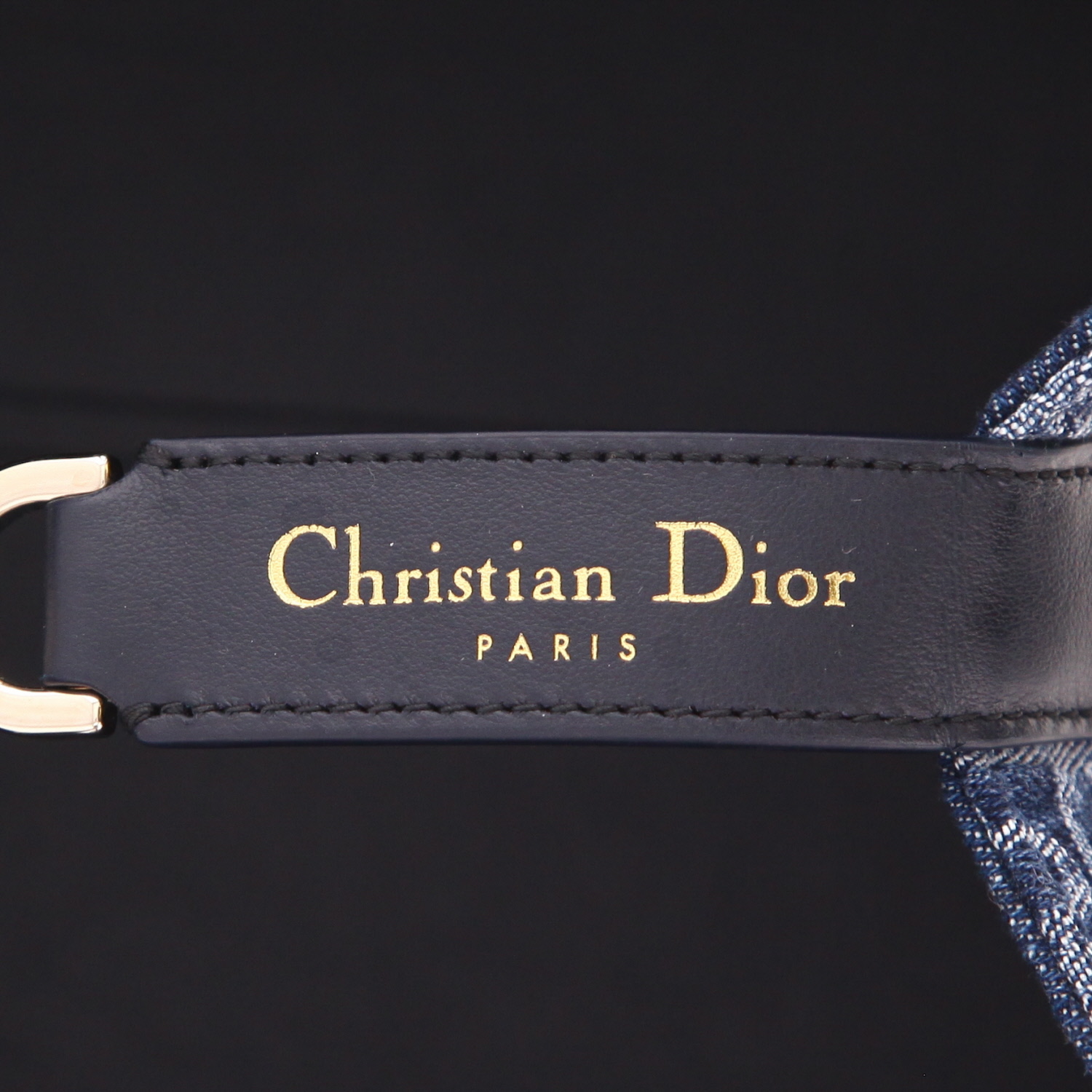 Dior Toujours shopping bag in navy blue Oblique denim canvas and navy blue leather - Detail D2