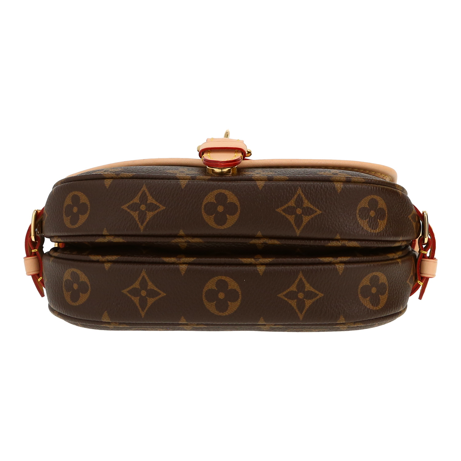 Louis Vuitton  Saumur shoulder bag  in brown monogram canvas  and natural leather - Detail D1