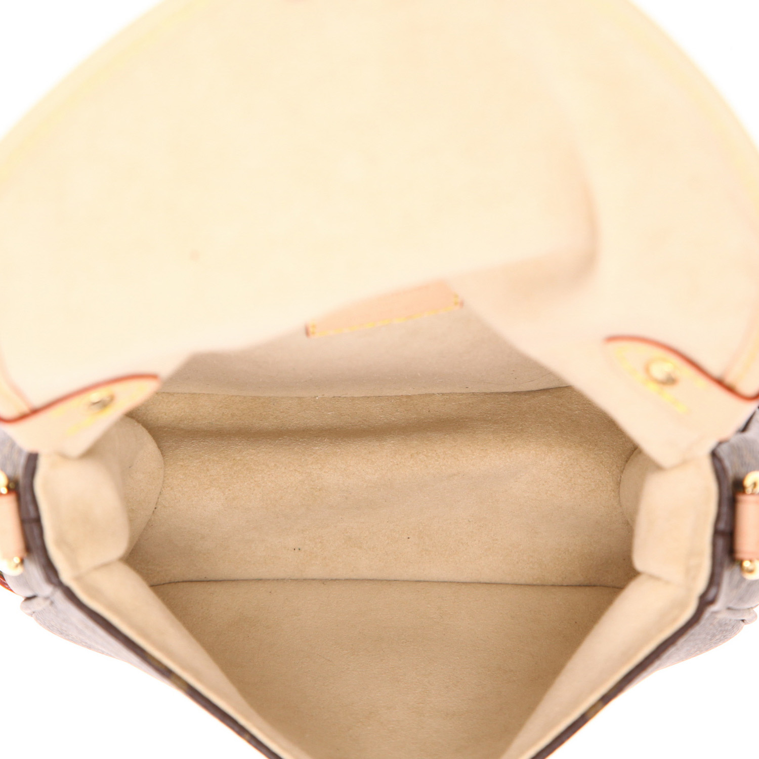 Borsa a tracolla Louis Vuitton  Saumur in tela monogram marrone e pelle naturale - Detail D3