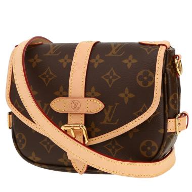 Borsa a tracolla Louis Vuitton  Saumur in tela monogram marrone e pelle naturale