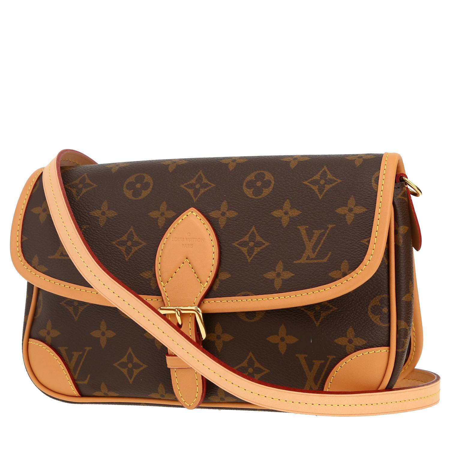 Borsa a tracolla Louis Vuitton  Diane in tela monogram marrone e pelle naturale