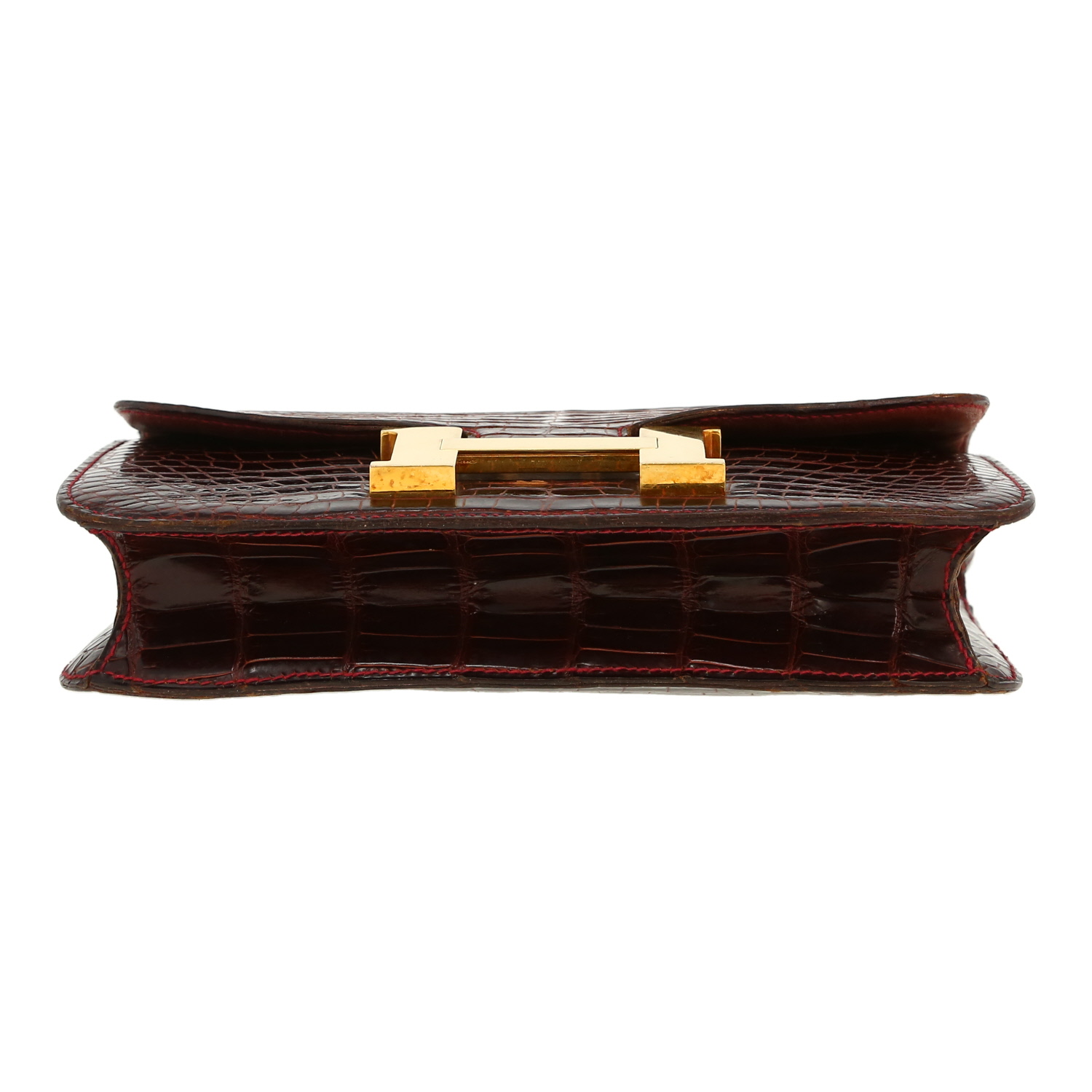 Hermès  Constance handbag  in burgundy crocodile - Detail D1