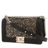 Bolso bandolera Chanel  Boy en cuero negro y jersey beige - 00pp thumbnail