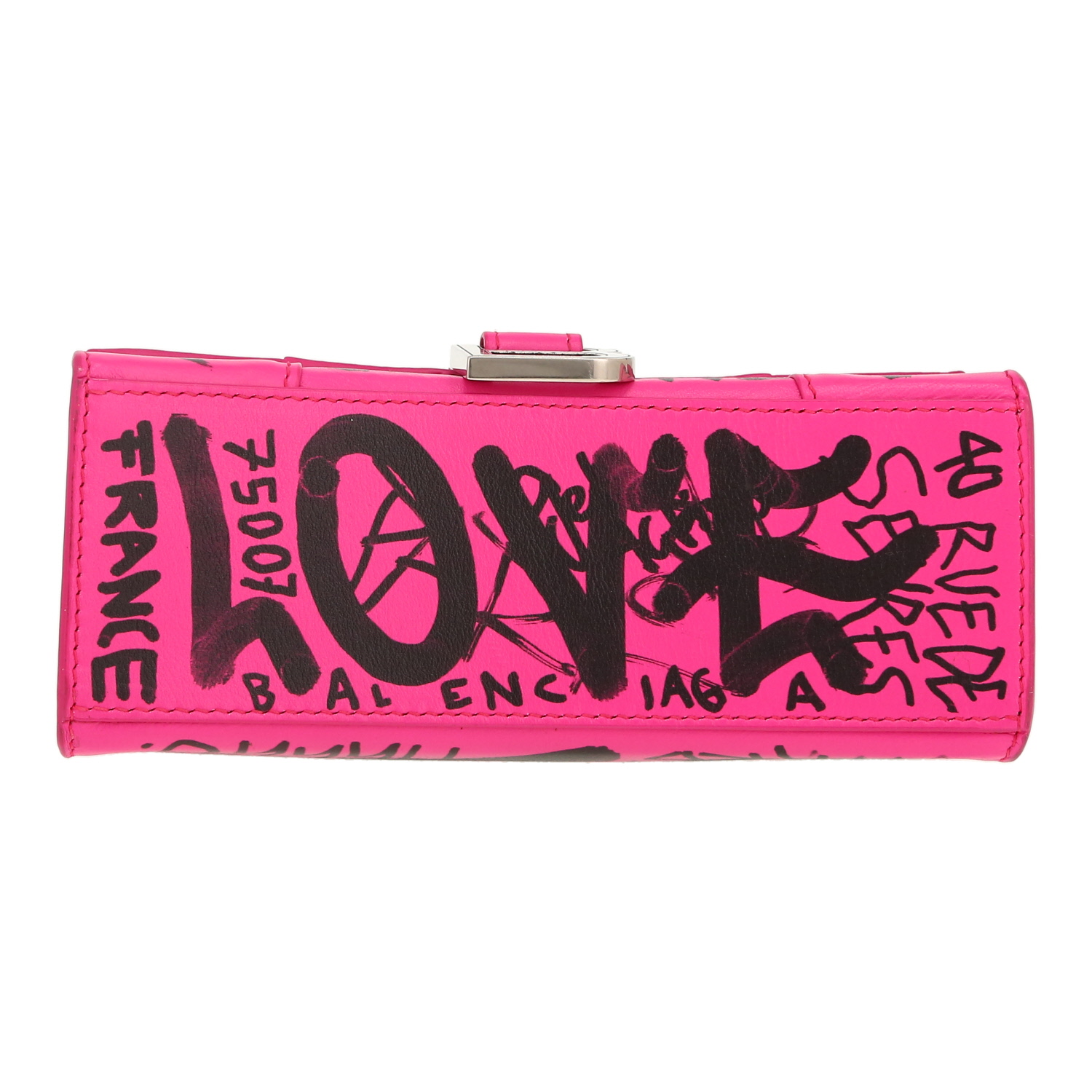 Bolso de mano Balenciaga  Hourglass en cuero rosa - Detail D1