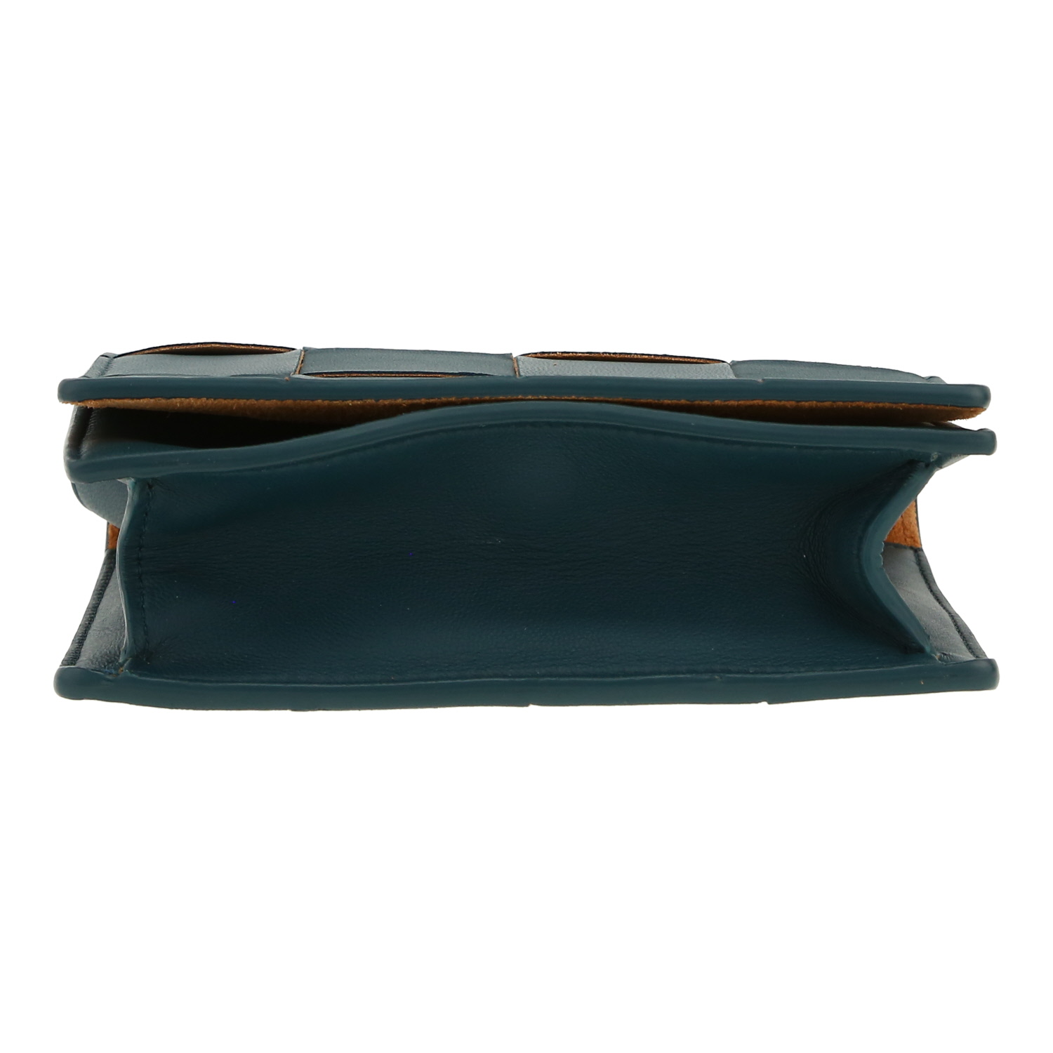 Bolso bandolera Bottega Veneta  Cassette en cuero trenzado azul verdoso - Detail D1