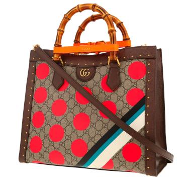 Gucci  Diana shoulder bag  in beige logo canvas  and brown leather