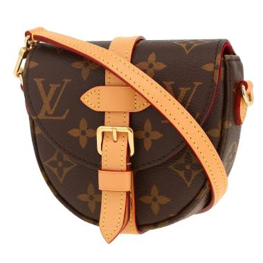 Sac bandoulière Louis Vuitton  Chantilly micro  en toile monogram marron et cuir naturel Sac bandoulière Louis Vuitton  Chantilly micro  en toile monogram marron et cuir naturel
