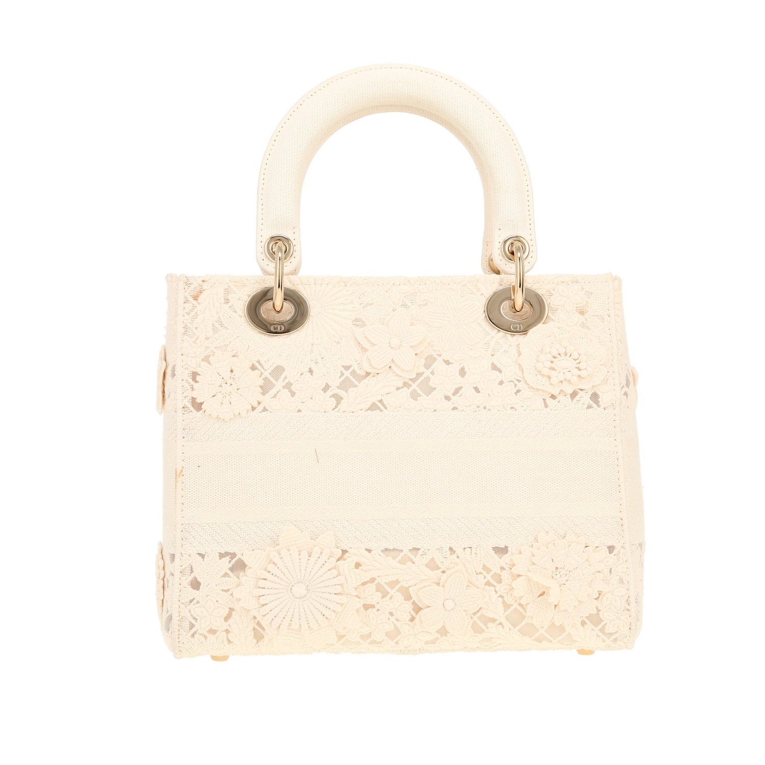 Bolso de mano Dior  Lady D- Lite en lona blanca - Detail D4