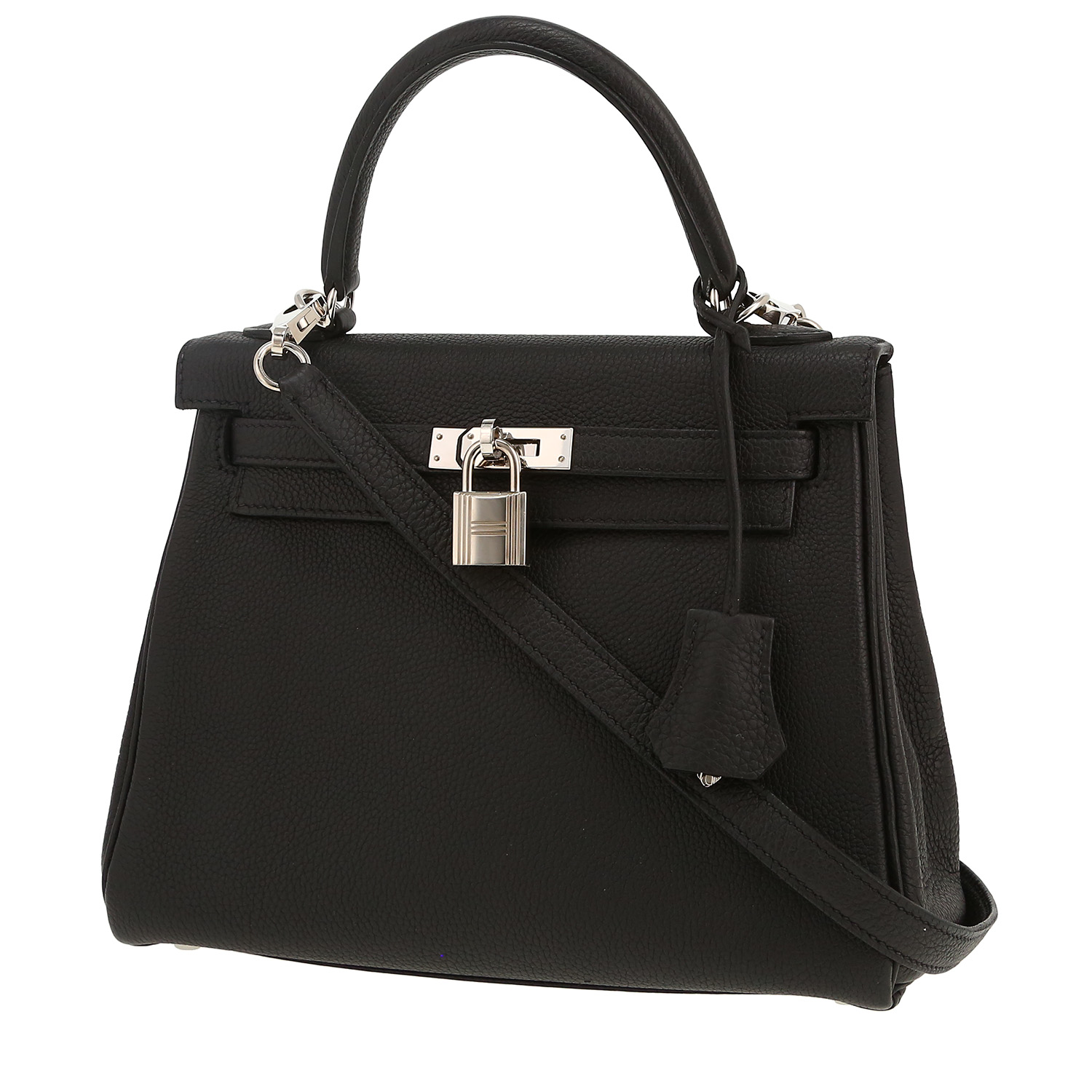 Sac à main Hermès  Kelly 25 cm en cuir togo noir - Detail D6
