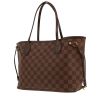 Louis Vuitton  Neverfull shopping bag  in ebene damier canvas  and brown leather - 00pp thumbnail