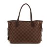 Louis Vuitton  Neverfull small model  shopping bag  in ebene damier canvas  and brown leather - 360 thumbnail