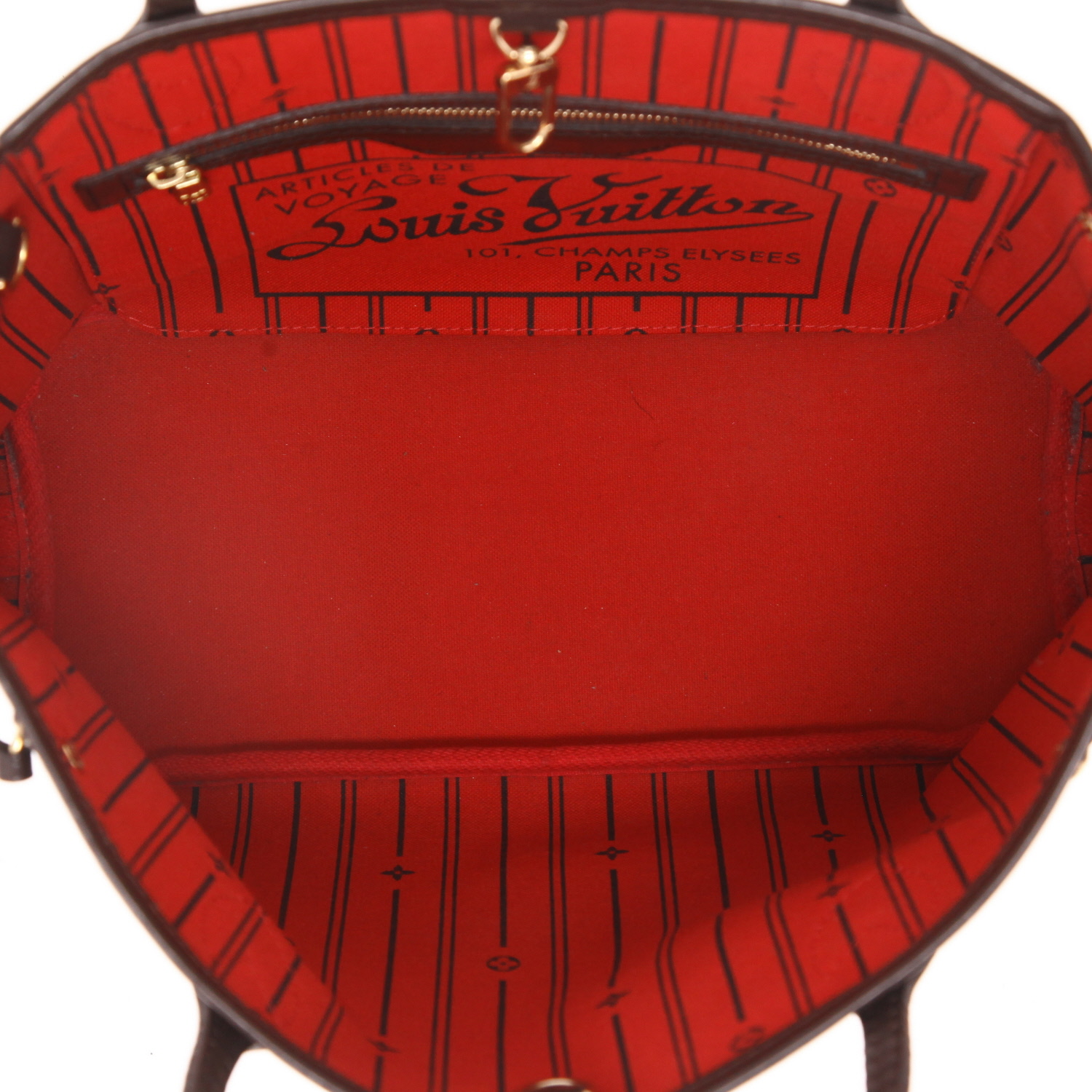 Shopping bag Louis Vuitton  Neverfull modello piccolo  in tela a scacchi ebana e pelle marrone - Detail D3