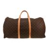 Bolsa de viaje Louis Vuitton  Keepall 60 en lona Monogram marrón y cuero natural - 360 thumbnail