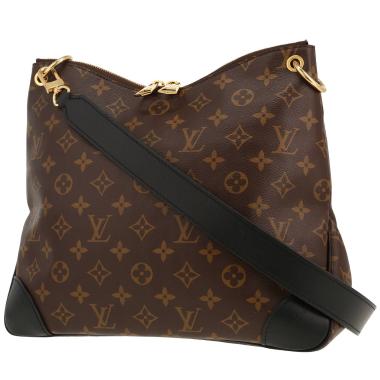 Louis Vuitton  Odeon shoulder bag  in brown monogram canvas  and black leather