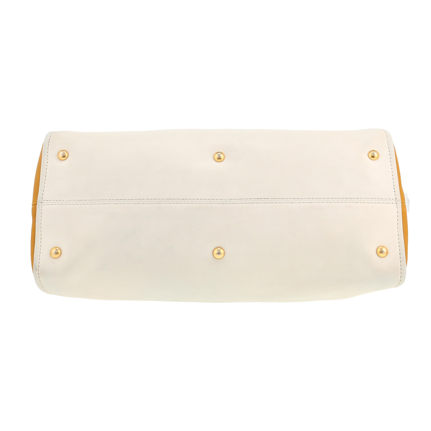 Bolso de mano Fendi  Chameleon en cuero amarillo beige y malva - Detail D1