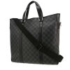 Shopping bag Louis Vuitton  Tadao in tela a scacchi grigio Graphite e pelle nera - 00pp thumbnail