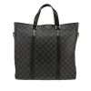 Shopping bag Louis Vuitton  Tadao in tela a scacchi grigio Graphite e pelle nera - 360 thumbnail