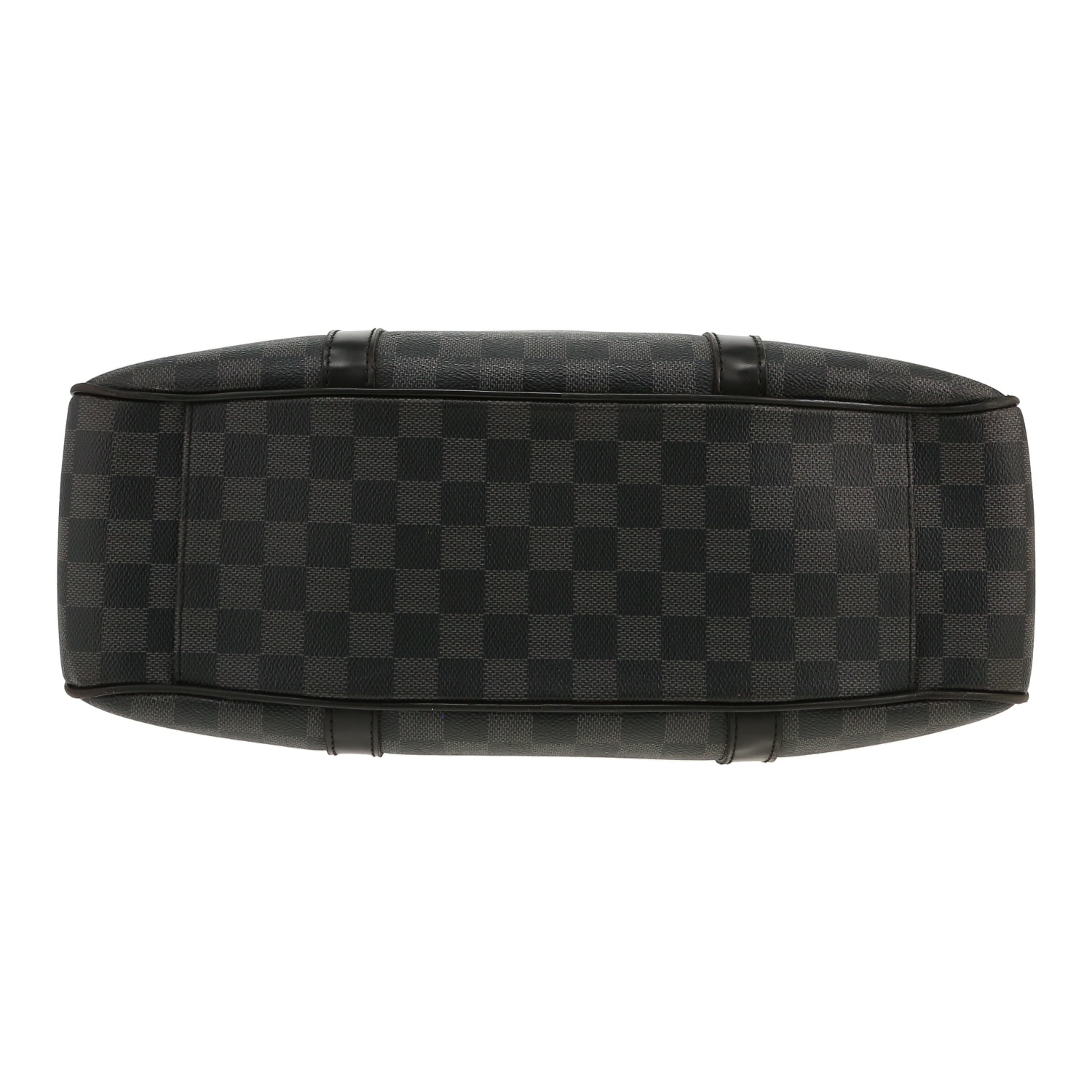 Sac cabas Louis Vuitton  Tadao en toile damier gris Graphite et cuir noir - Detail D1