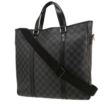 Bolso Cabás Louis Vuitton  Tadao en lona a cuadros gris Graphite y cuero negro