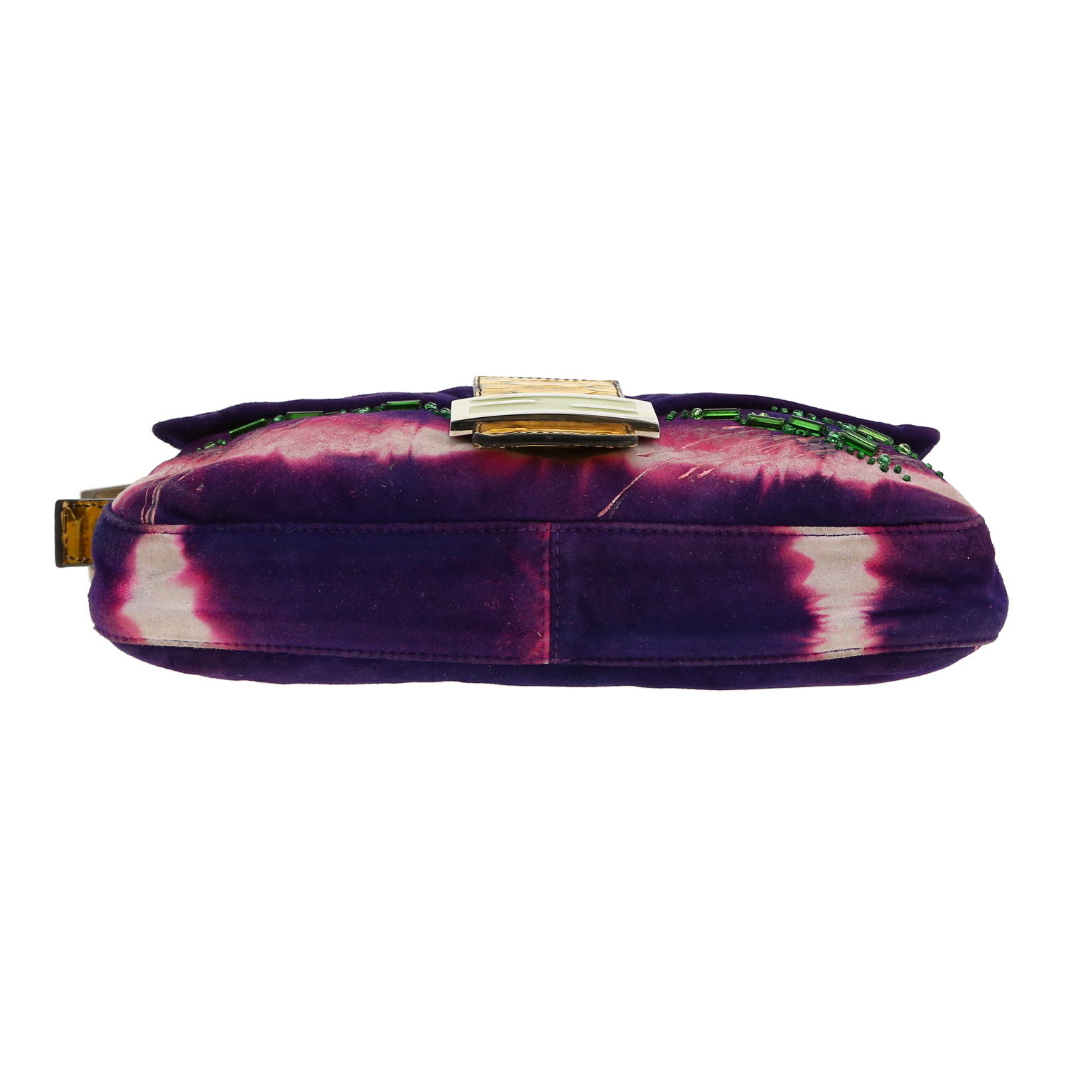 Bolso Fendi «Baguette» de lona morada y perla verde - Detail D1