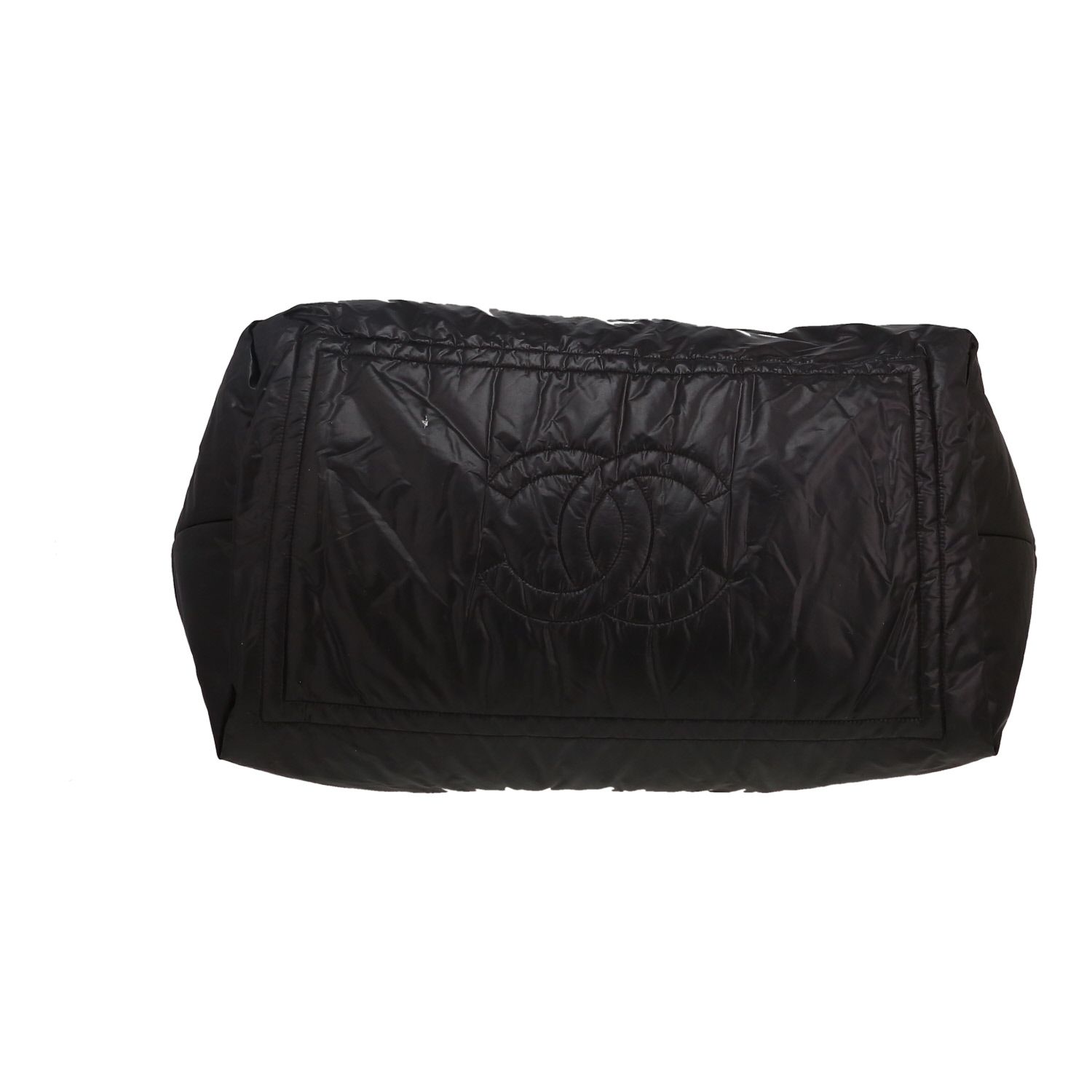Sac cabas Chanel  Coco Cocoon en toile matelassée noire - Detail D6