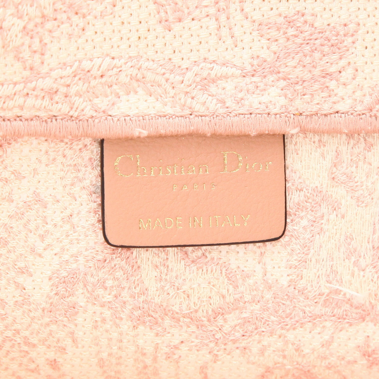 Dior  Book Tote medium model  shopping bag  in pink and beige printed canvas - Detail D2