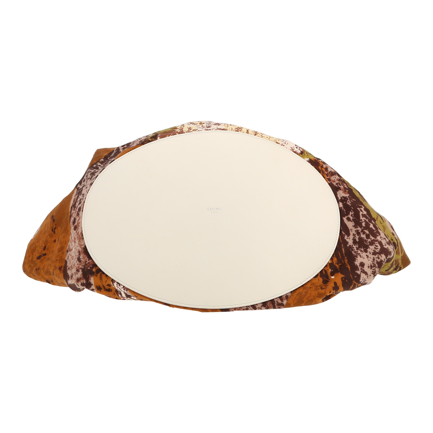 Bolso de mano Celine   Scarf en seda multicolor y cuero blanco - Detail D1