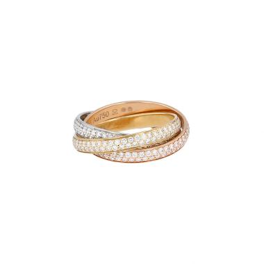 Bague Cartier Trinity petit modèle en 3 ors et diamants, taille 52
