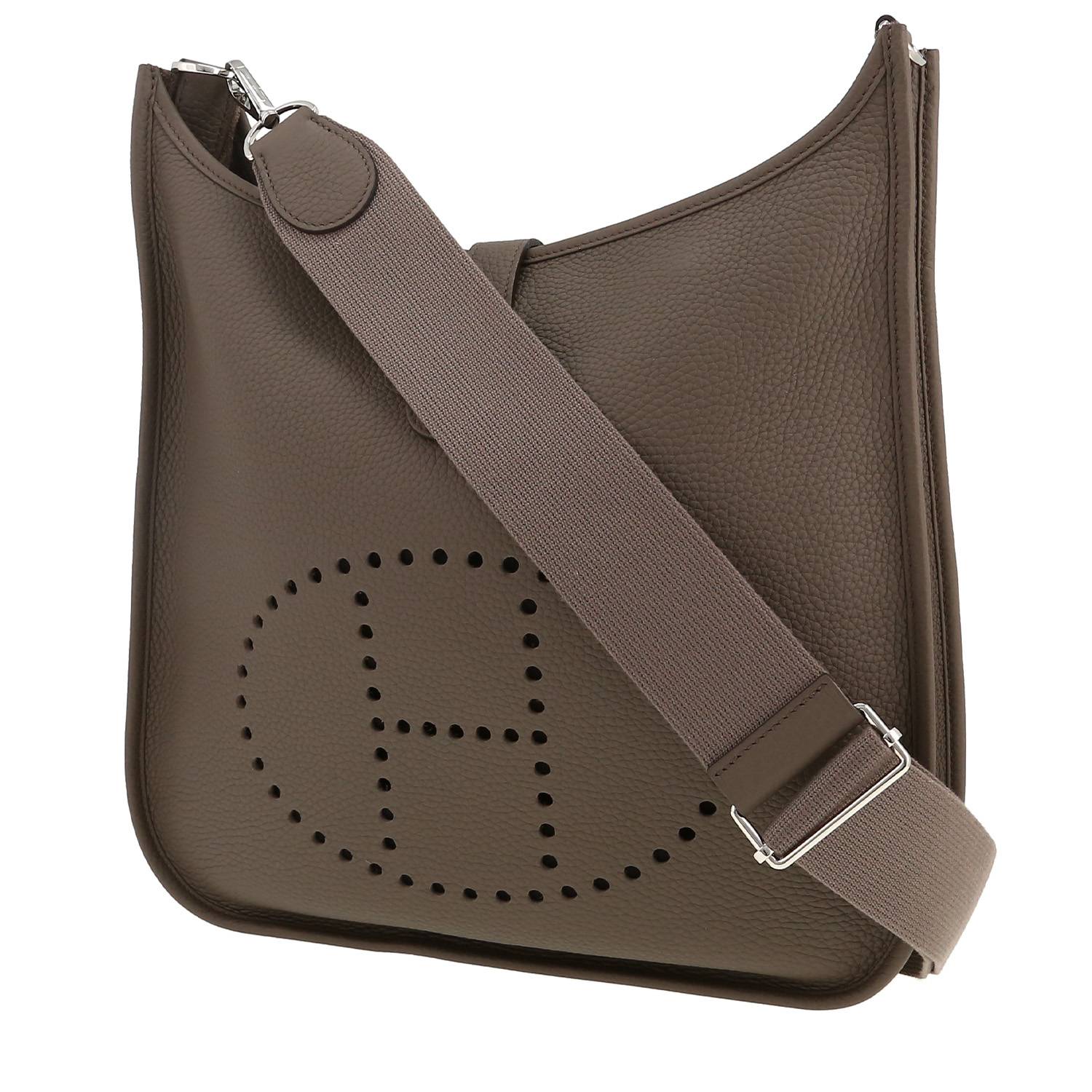 Borsa a tracolla Hermès  Evelyne in pelle togo grigia stagna
