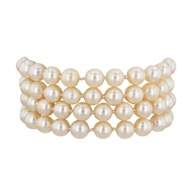 Brazalete época años 60 Suzanne Belperron  de oro blanco, perlas cultivadas y diamantes