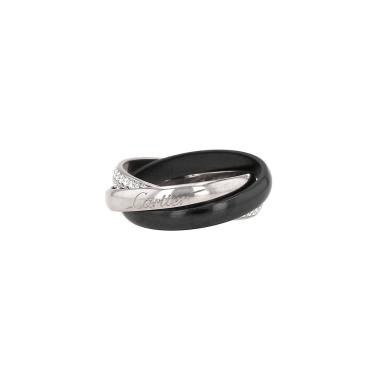 Anello Cartier  modello piccolo in oro bianco, diamanti e ceramica nero