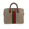 Borsa portadocumenti Gucci  Ophidia in tela siglata beige e pelle marrone - 360 thumbnail