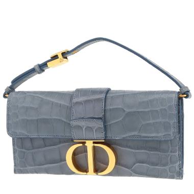 Pochette Dior  30 Montaigne in coccodrillo blu