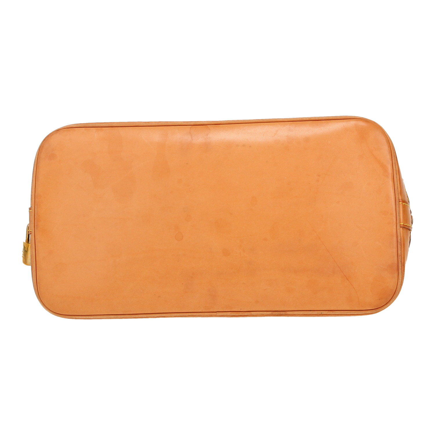 Borsa Louis Vuitton  Alma in tela monogram marrone e pelle naturale - Detail D1