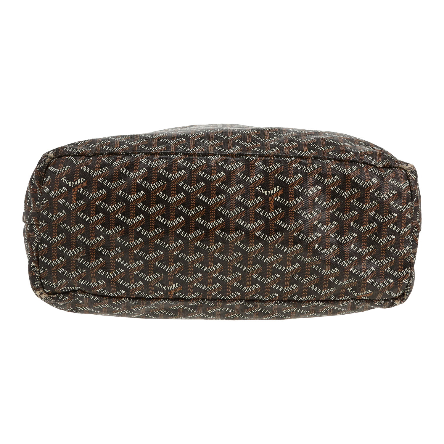 Shopping bag Goyard  Saint-Louis in tela Goyardine nera e marrone e pelle marrone - Detail D1