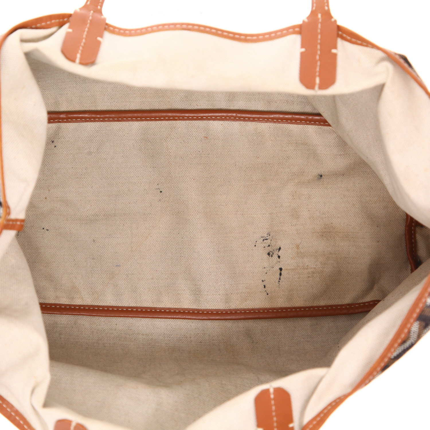 Sac cabas Goyard  Saint-Louis en toile Goyardine noire et marron et cuir marron - Detail D2