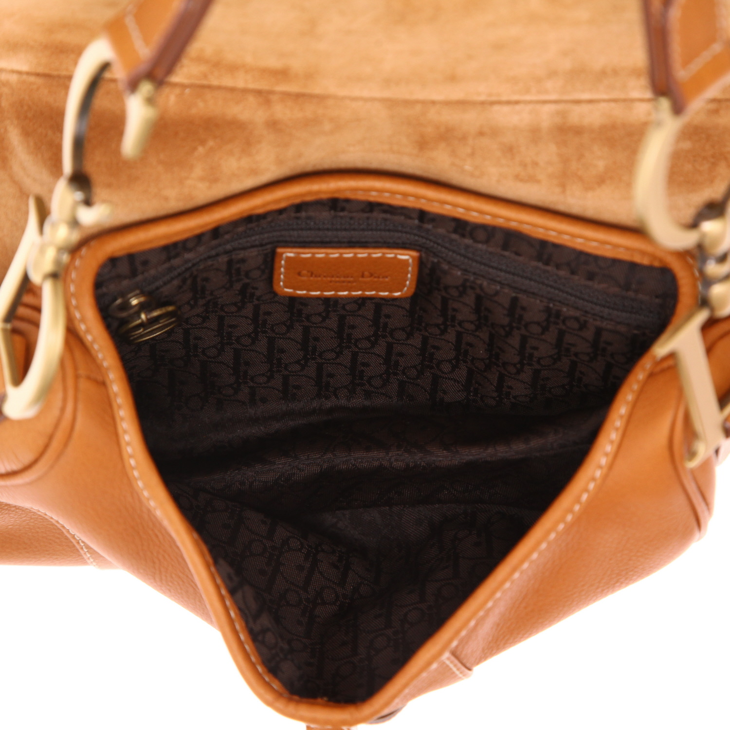 Dior  Saddle handbag  in brown leather - Detail D3
