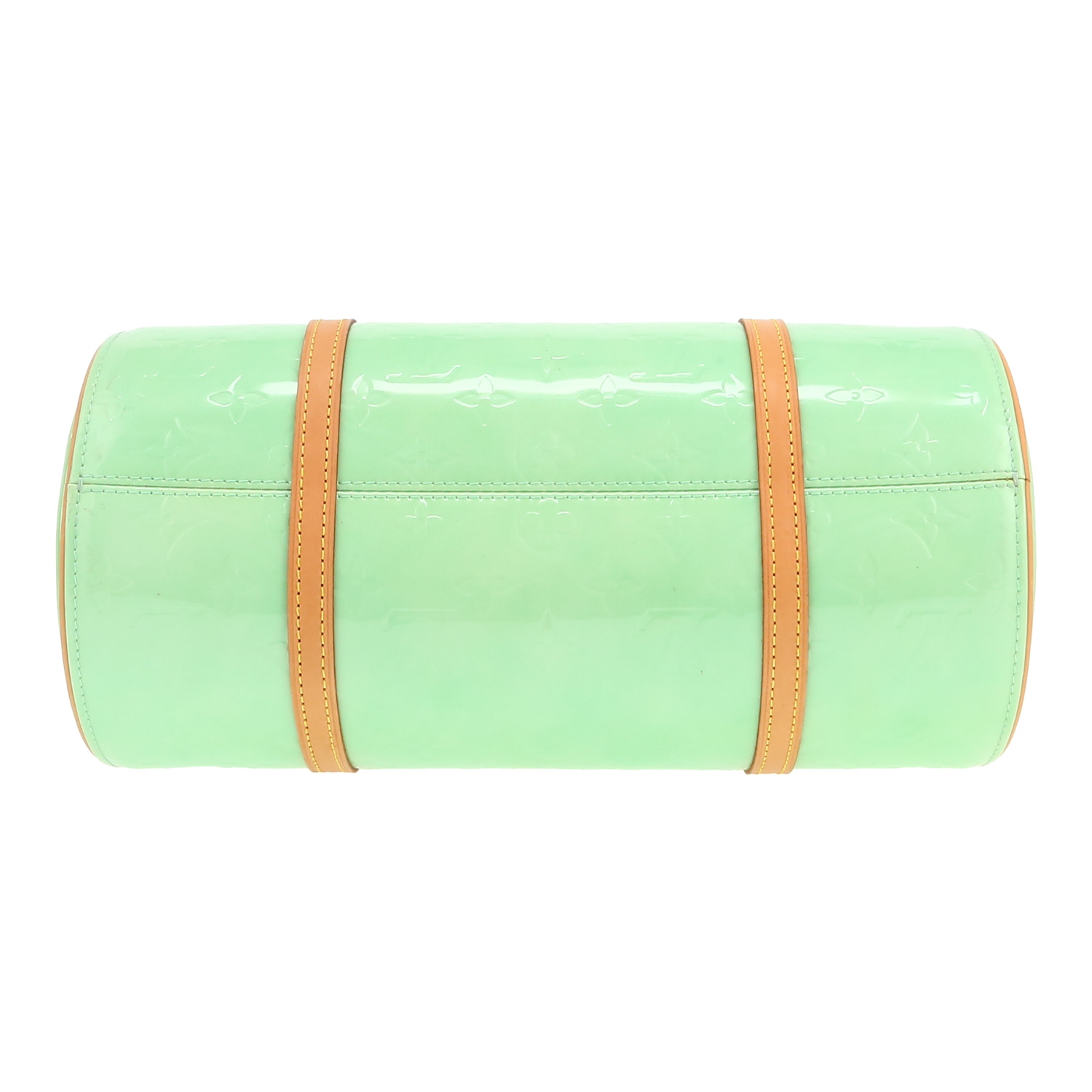 Sac à main Louis Vuitton  Bedford en cuir verni monogram vert et cuir naturel - Detail D1